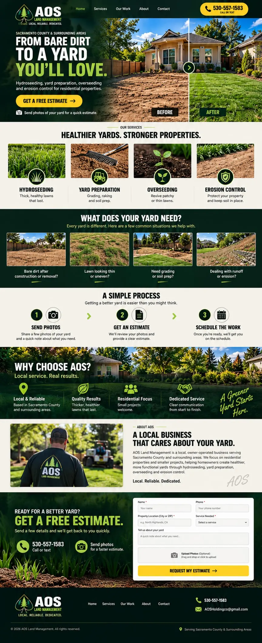 The Yard Transformation: the concept mockup for AOS Land Management