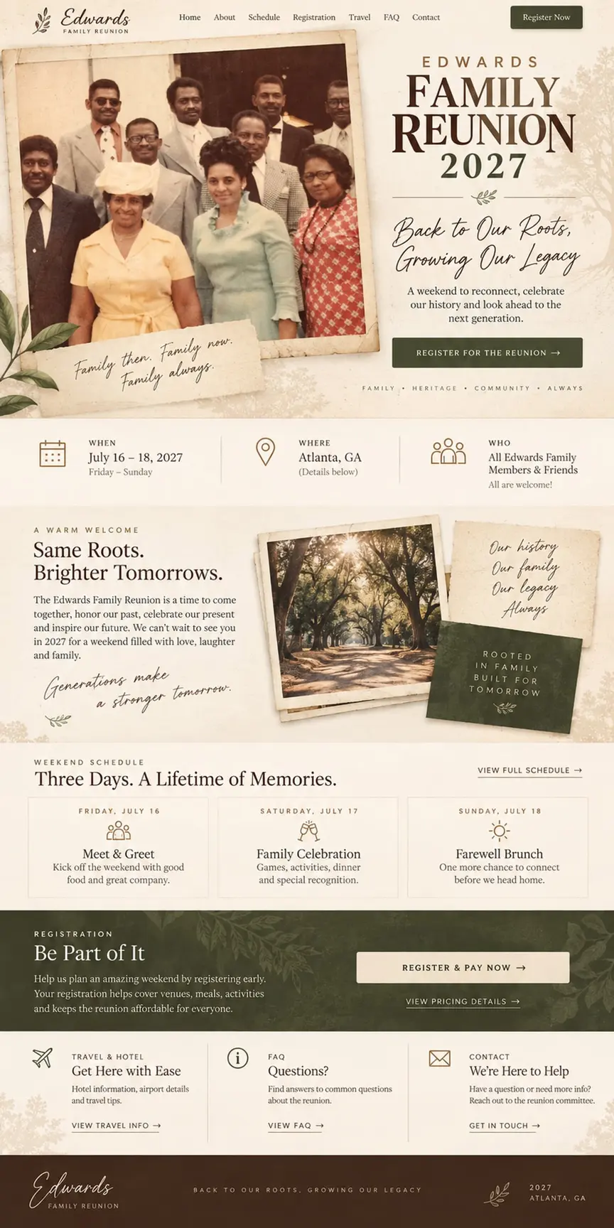 The Family Album: the concept mockup for Edwards Family Reunion 2027