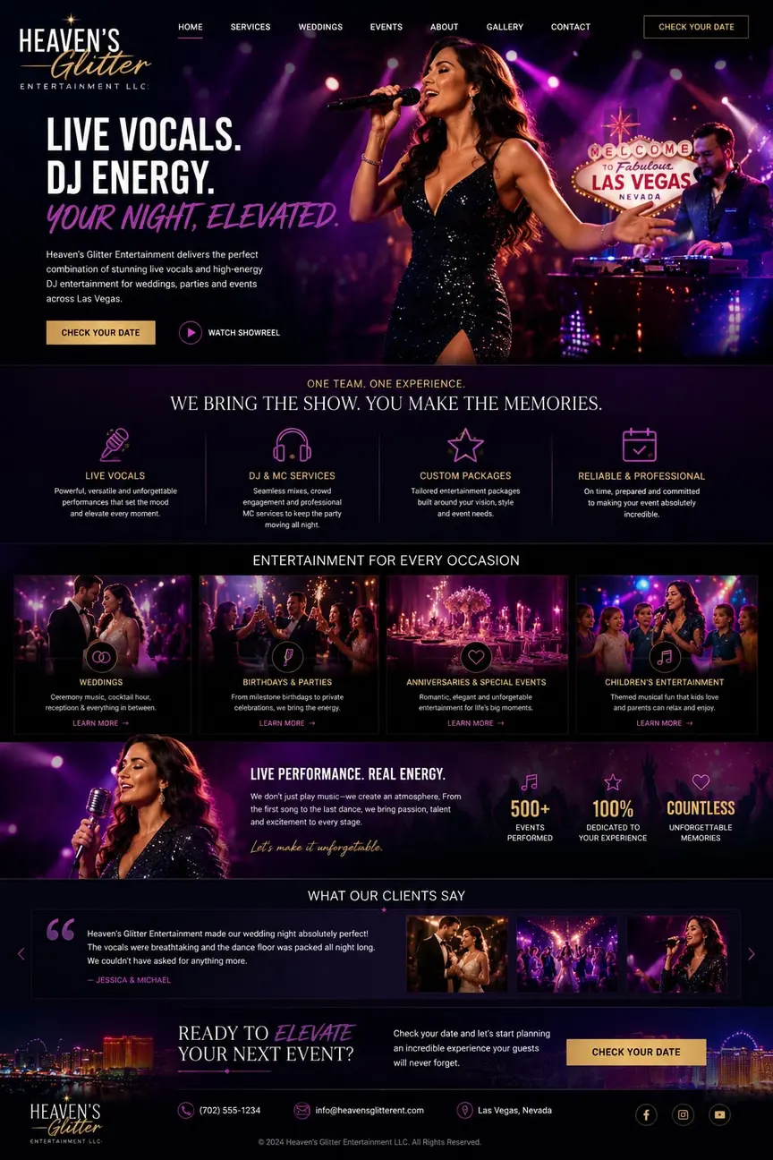 Vegas Afterglow: the concept mockup for Heaven's Glitter Entertainment