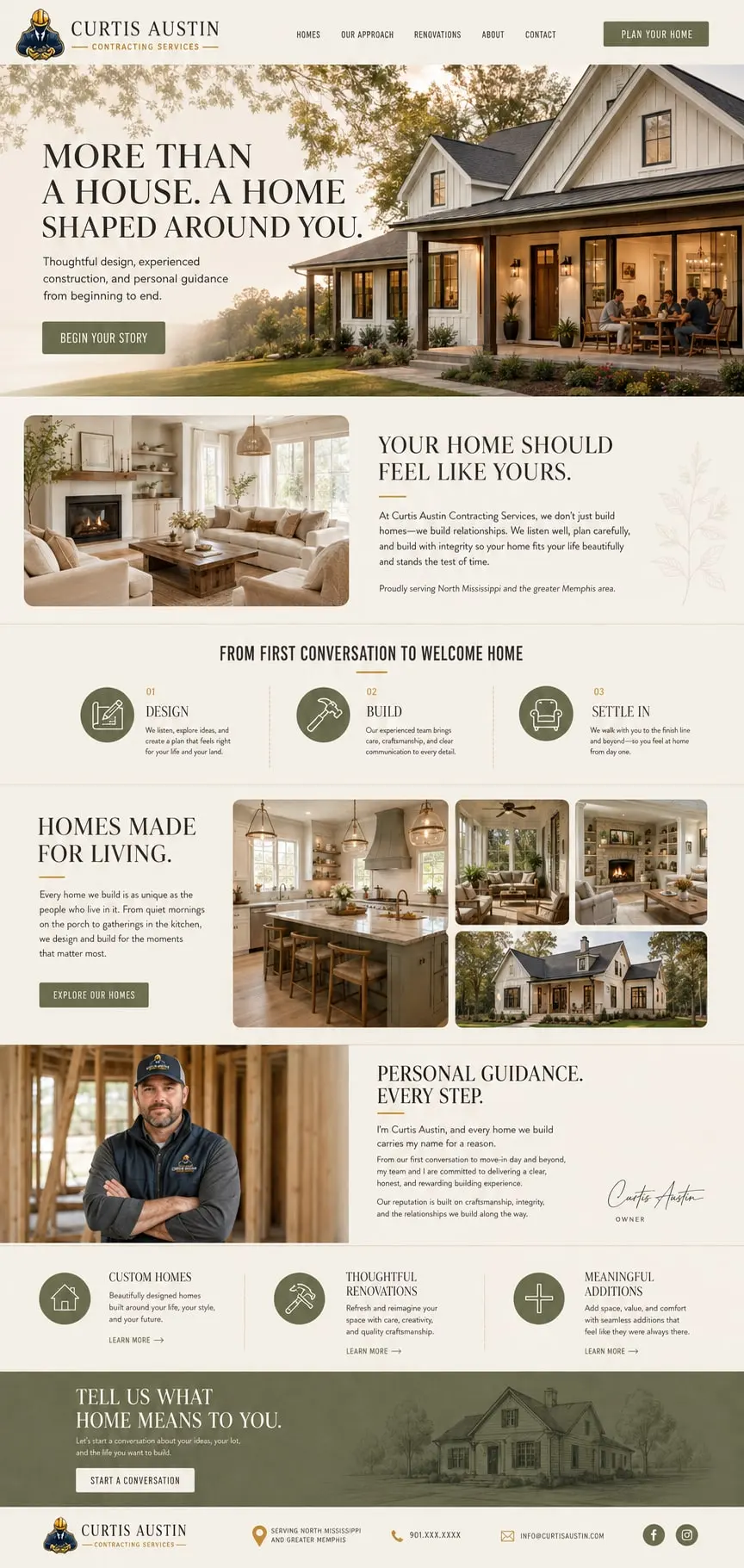 Built Around Your Story: the concept mockup for Curtis Austin Contracting Services