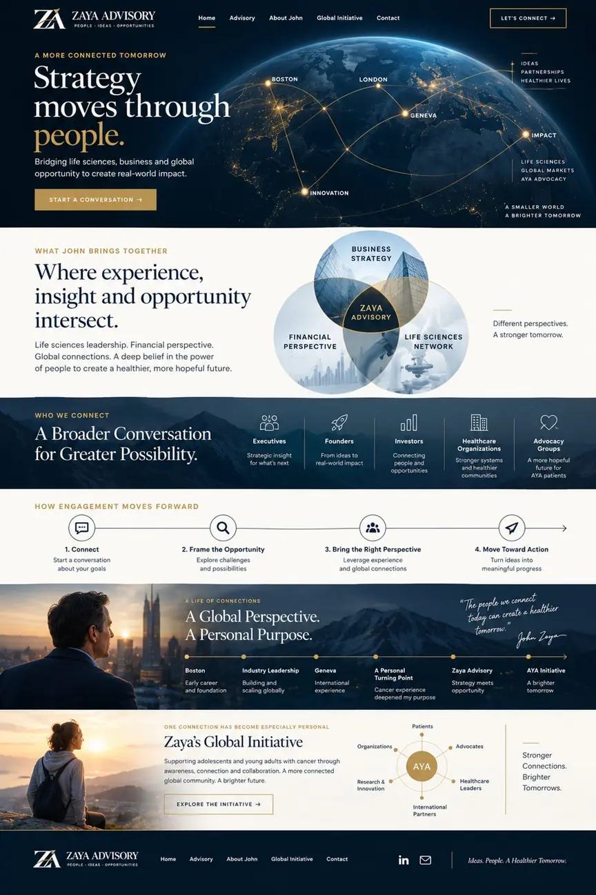 The Global Network: the concept mockup for Zaya Advisory