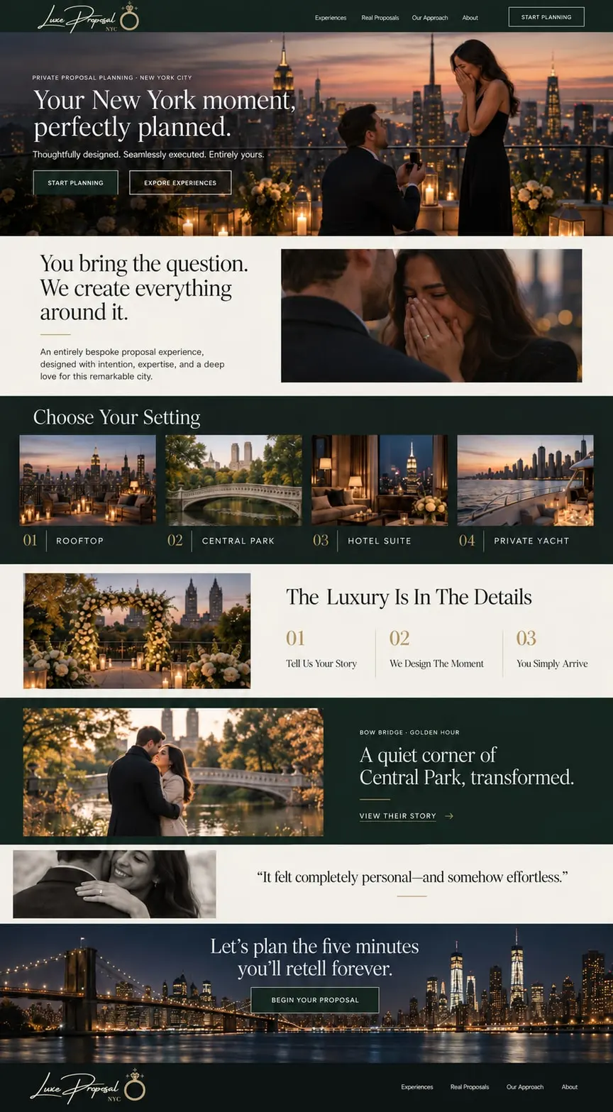Cinematic Gold: the concept mockup for Luxe Proposal NYC