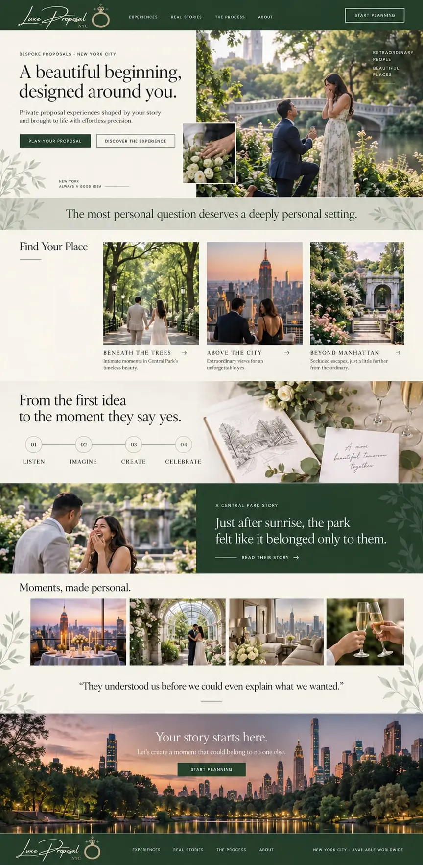 The Quiet Romantic: the concept mockup for Luxe Proposal NYC