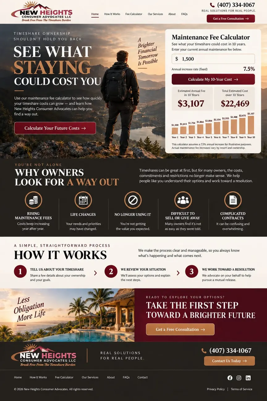 The Cost of Staying: the concept mockup for New Heights Consumer Advocates