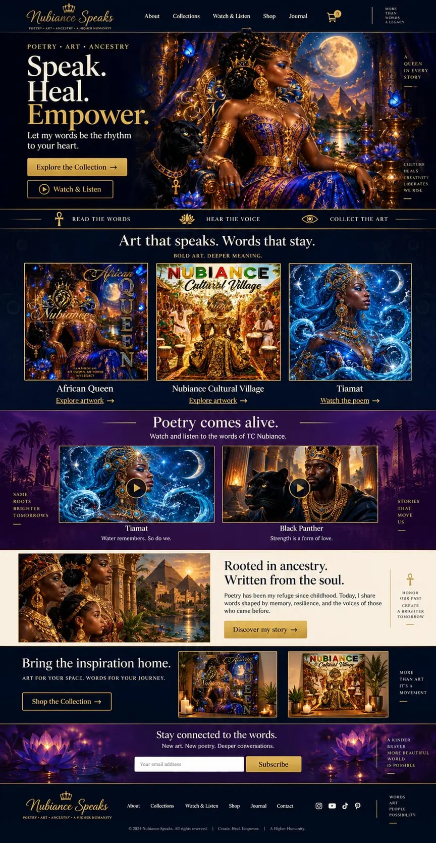 The Royal Gallery: the concept mockup for Nubiance Speaks