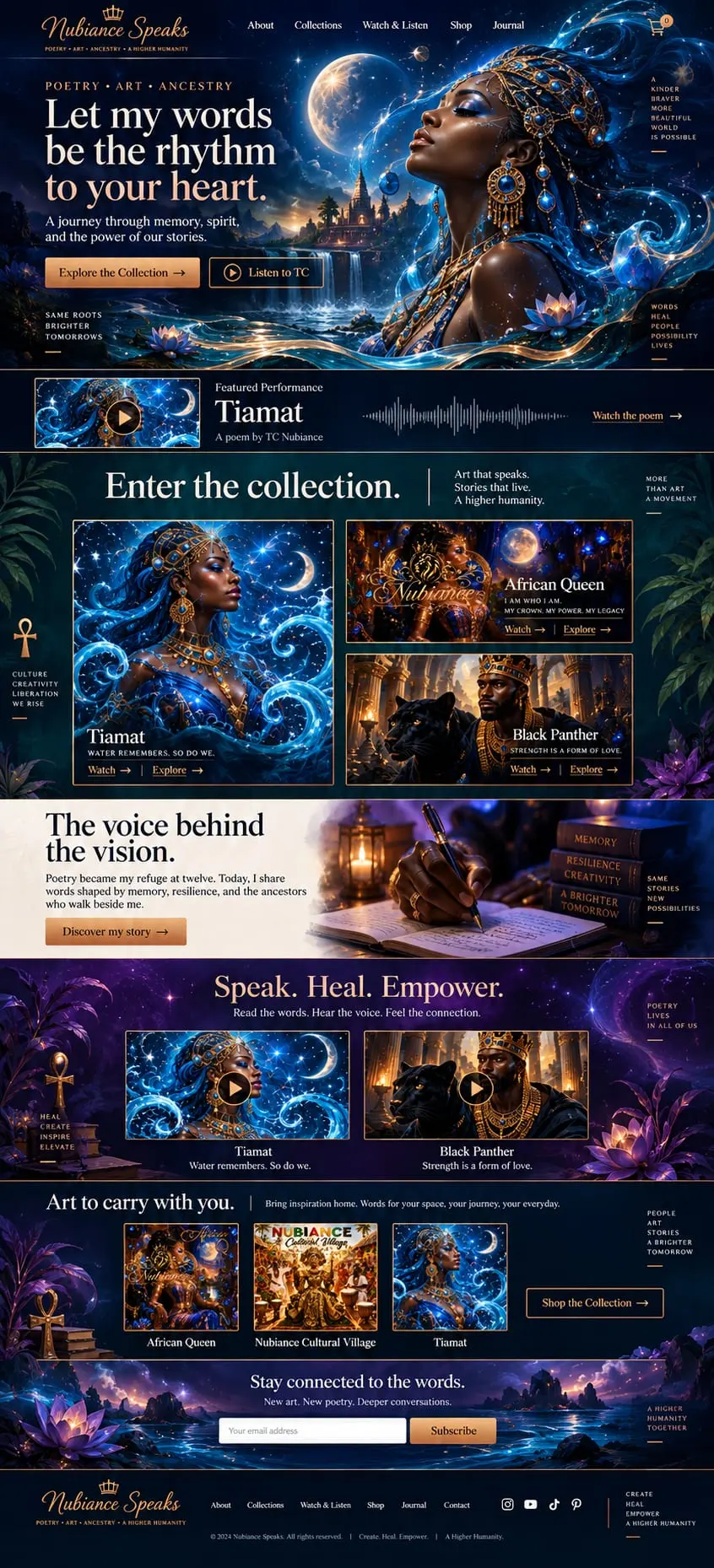 Celestial Voices: the concept mockup for Nubiance Speaks