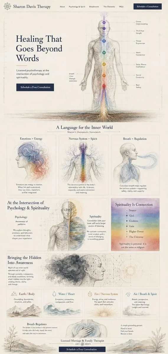Embodied Light: the concept mockup for Sharon Davis Therapy
