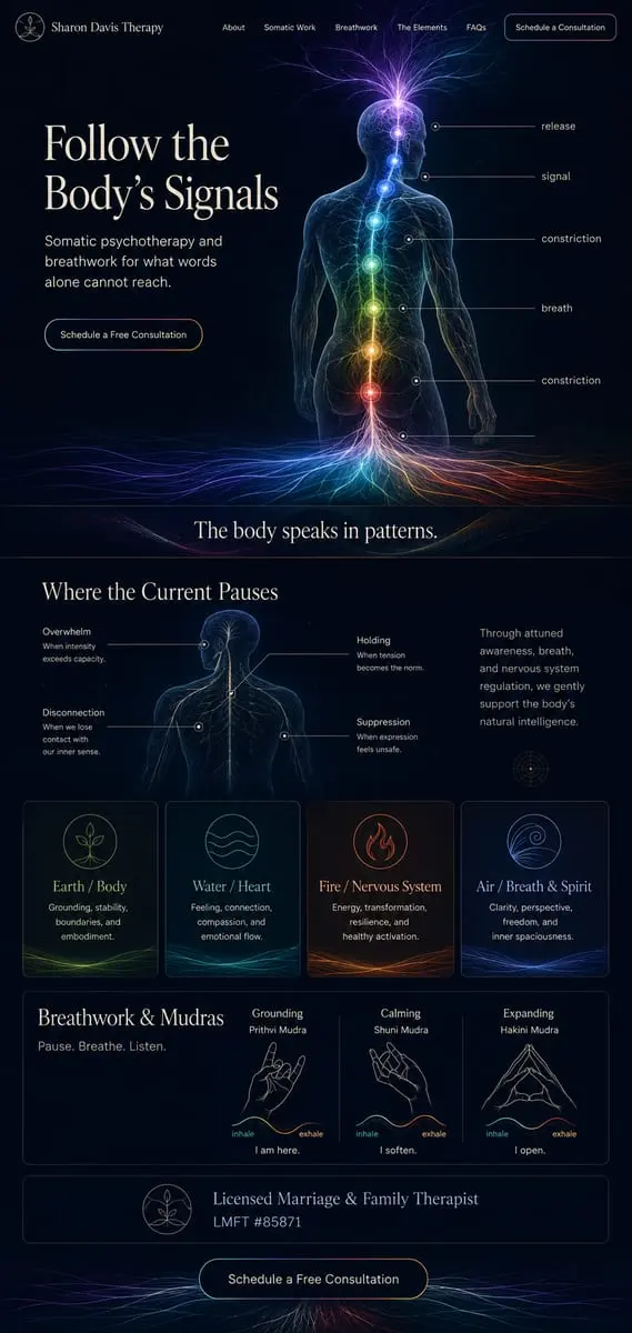 The Inner Current: the concept mockup for Sharon Davis Therapy