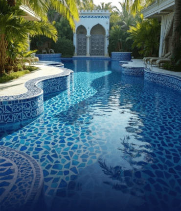 Premium pool retiling and waterline tile work