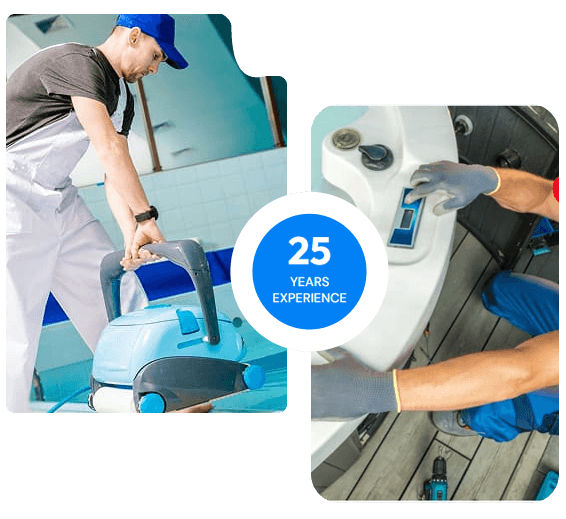 Churchill's Pools technicians at work — 25 years experience
