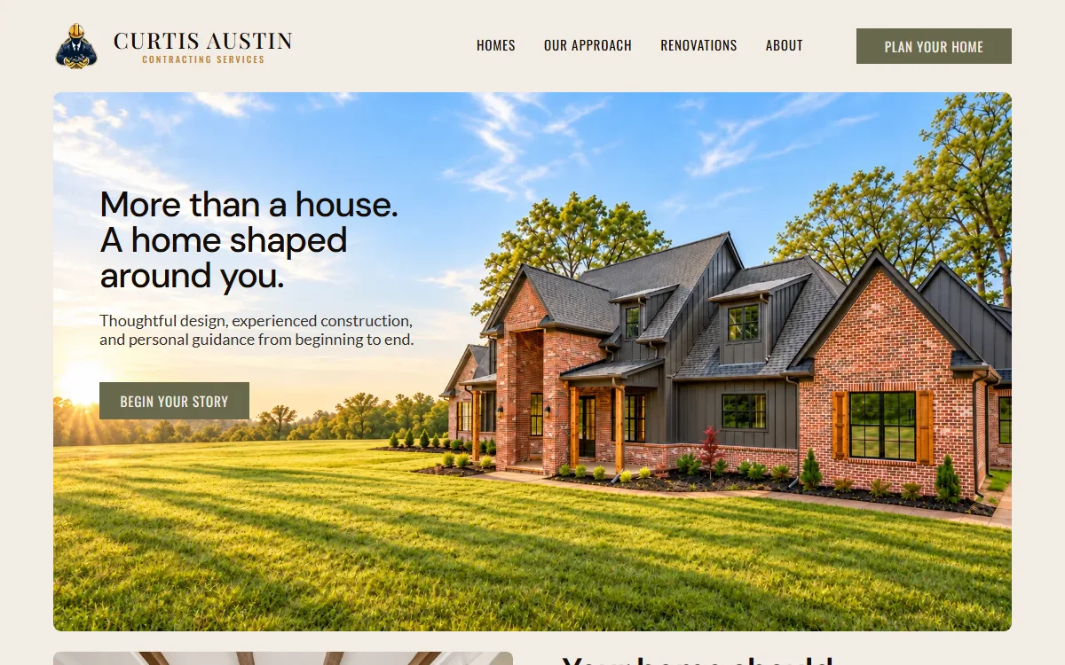 The Homes by Curtis website, built by LocalForge