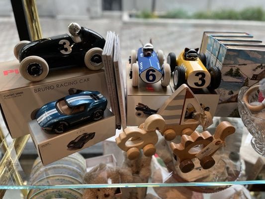 Children's section with vintage toy cars