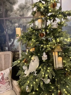 Holiday decor with decorated Christmas tree