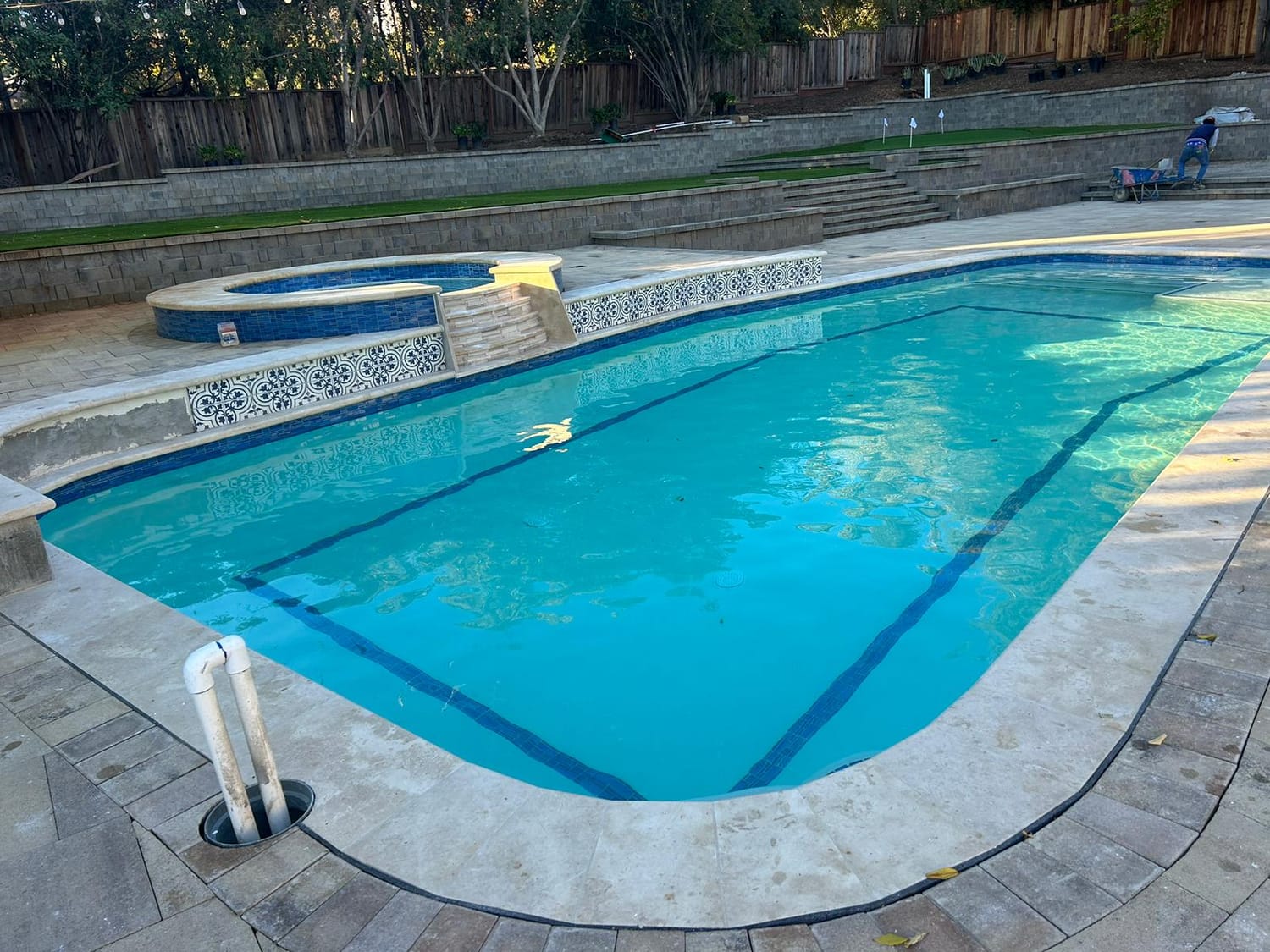 Custom Gunite pool with stone coping and landscaping