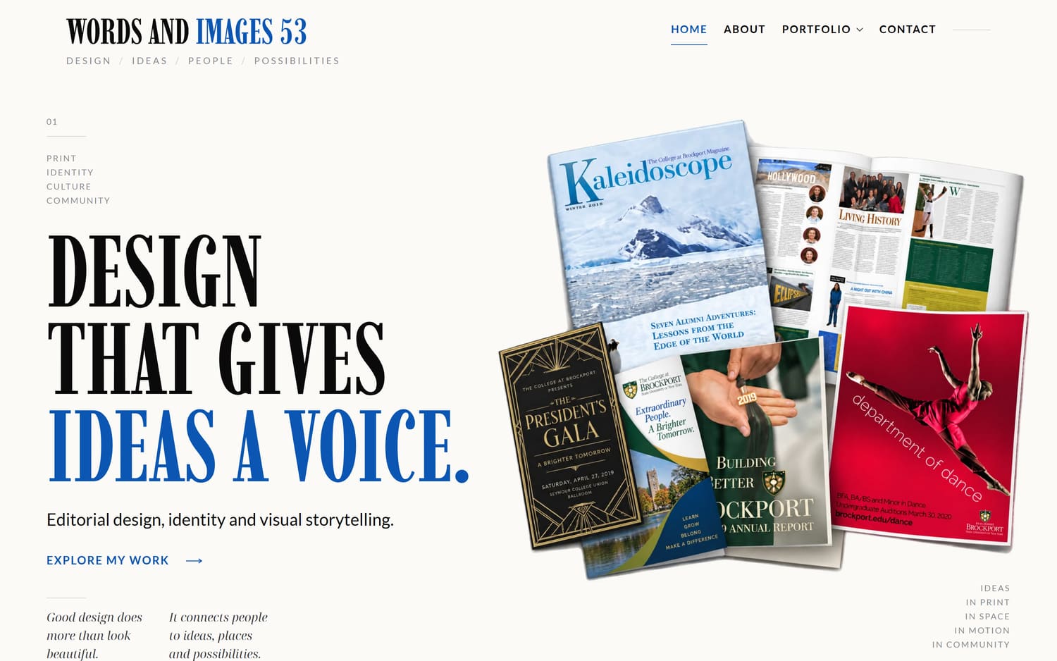 Homepage of Words and Images 53, a professional services website built by LocalForge