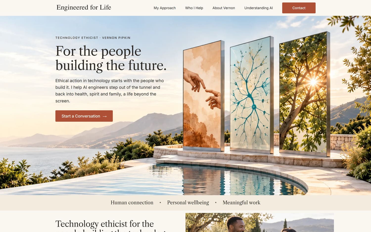 The live engineered-for-life.com homepage on a laptop