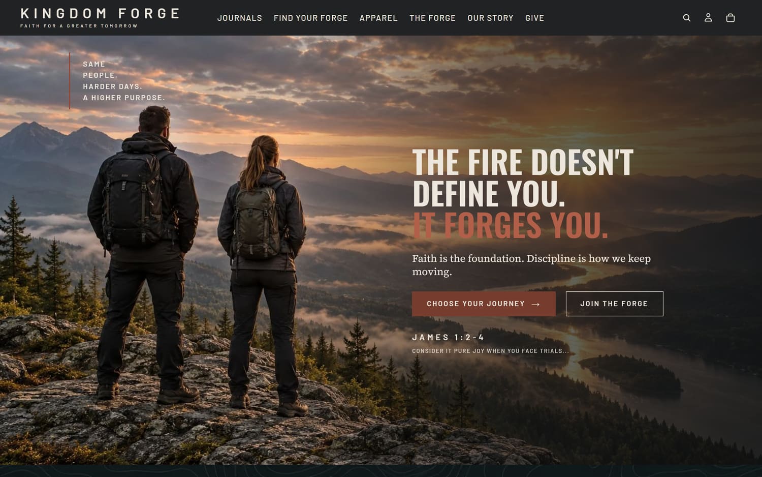 Homepage of Kingdom Forge, a retail shop website built by LocalForge