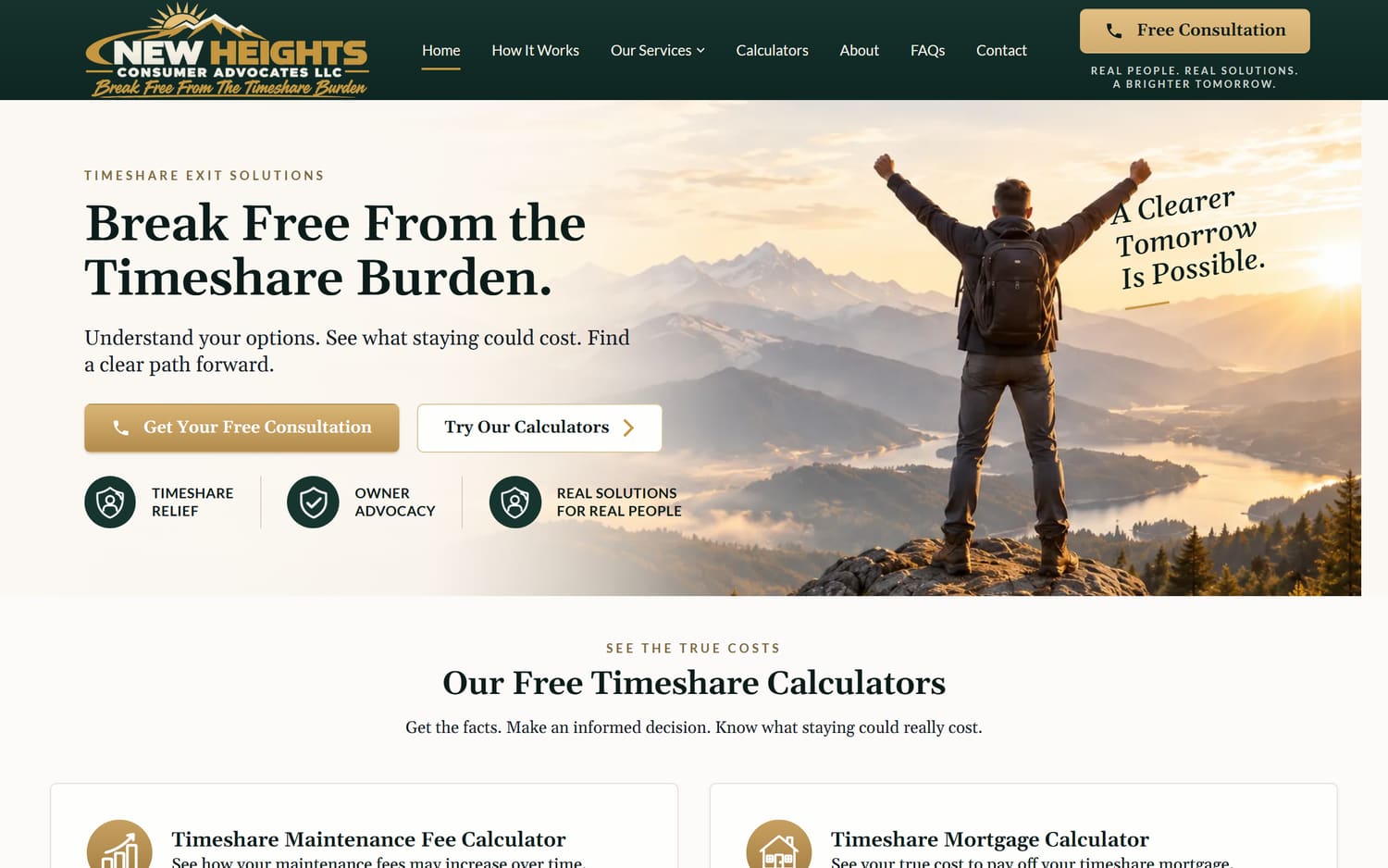 The live newheightsadvocates.com homepage on a laptop