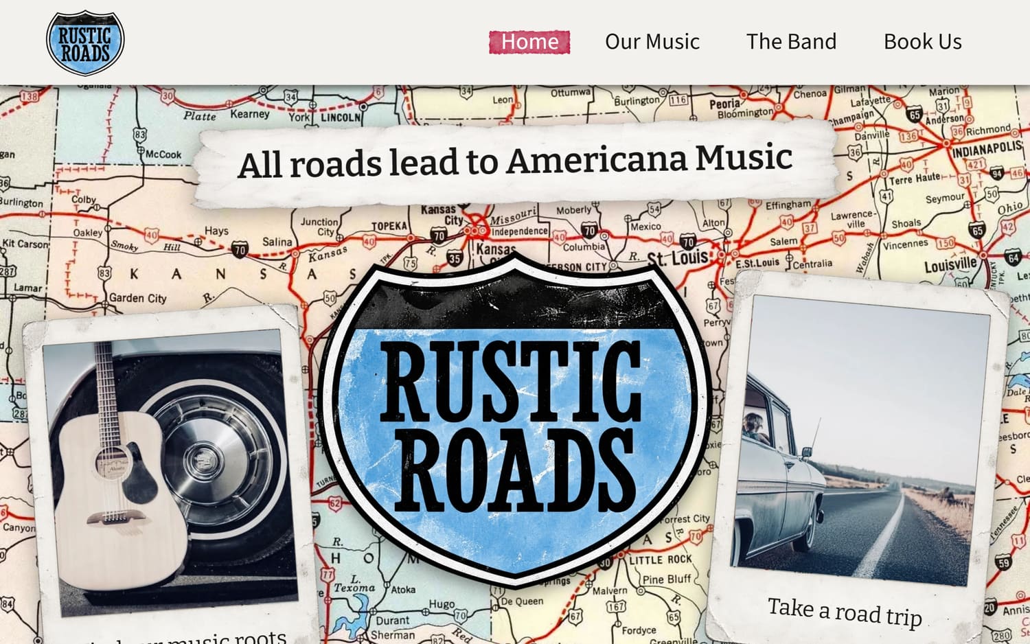 The live rusticroadsband.com homepage on a laptop