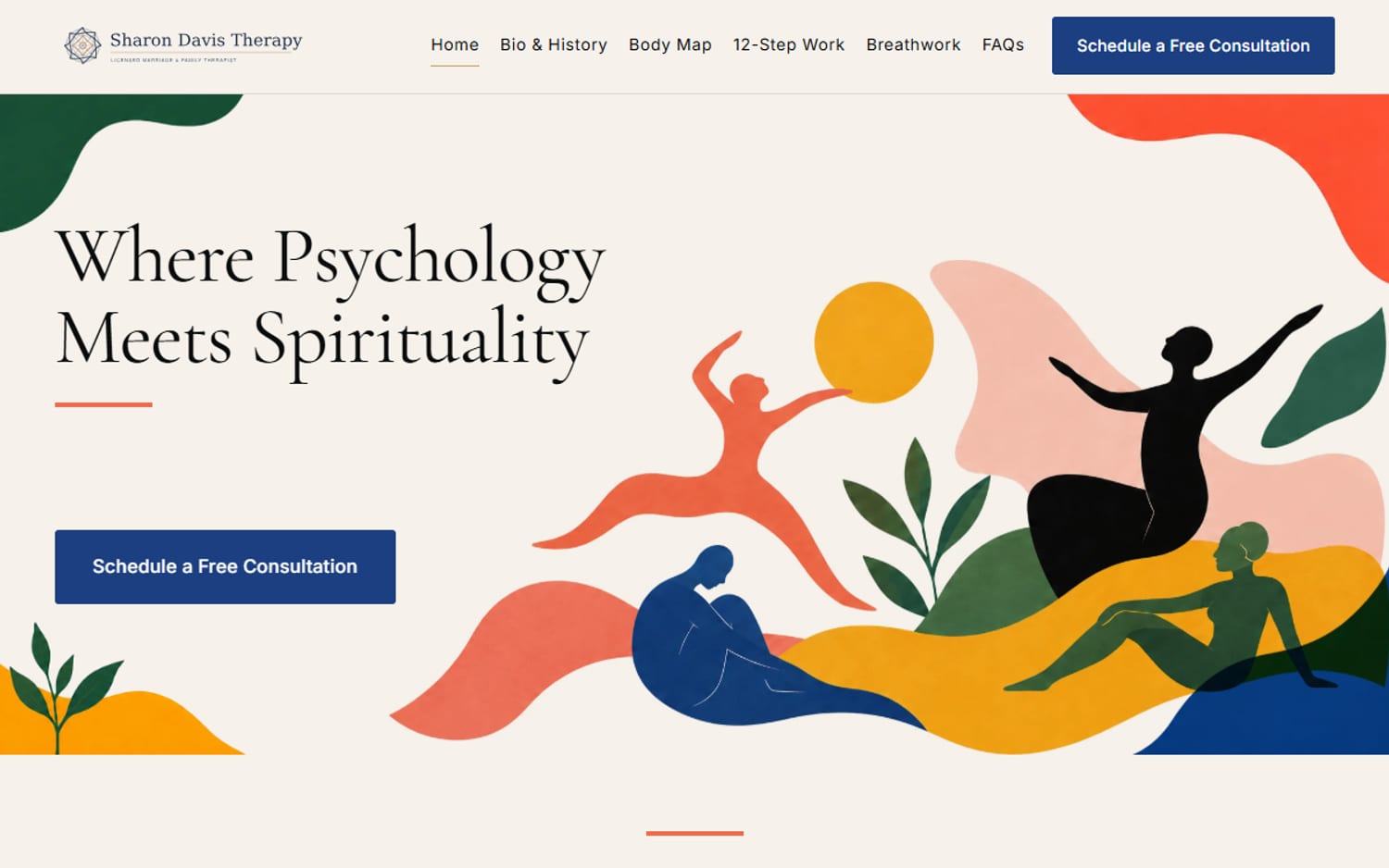 Homepage of Sharon Davis Therapy, a health / wellness website built by LocalForge